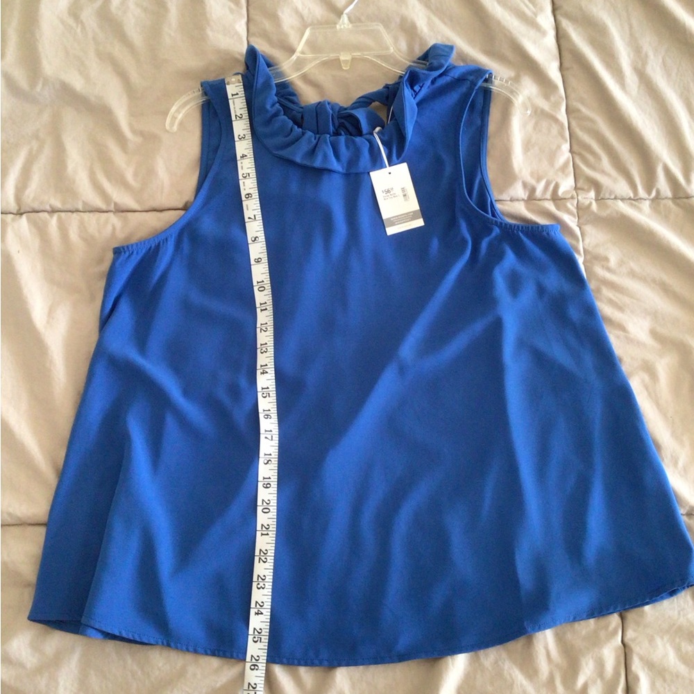 2/$10 Blue Sleeveless Eloise Ruffle Bow Top - Picture 8 of 8